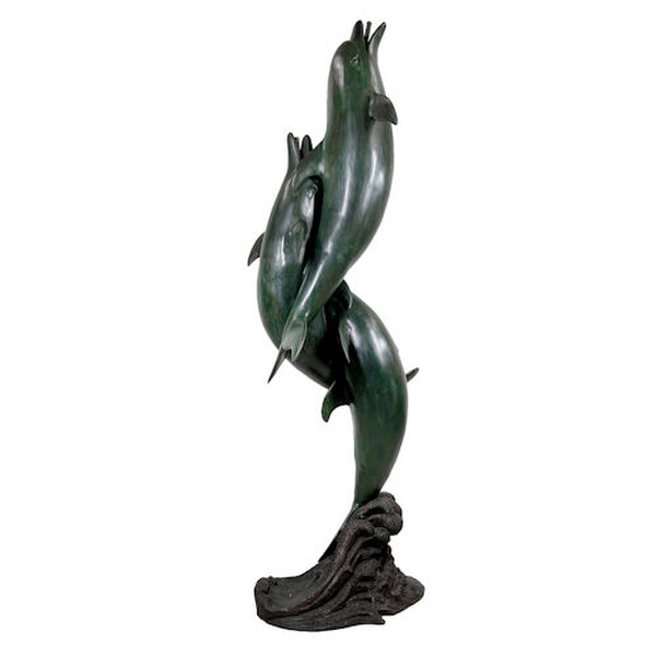 Entwined Dolphins Trio Bronze Water Feature Fountains Piped Sculptures